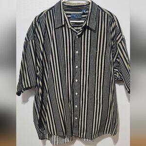 Vtg Loafers by Reed St James Shirt Men 3xl Big Striped Short Sleeve Button Up B8